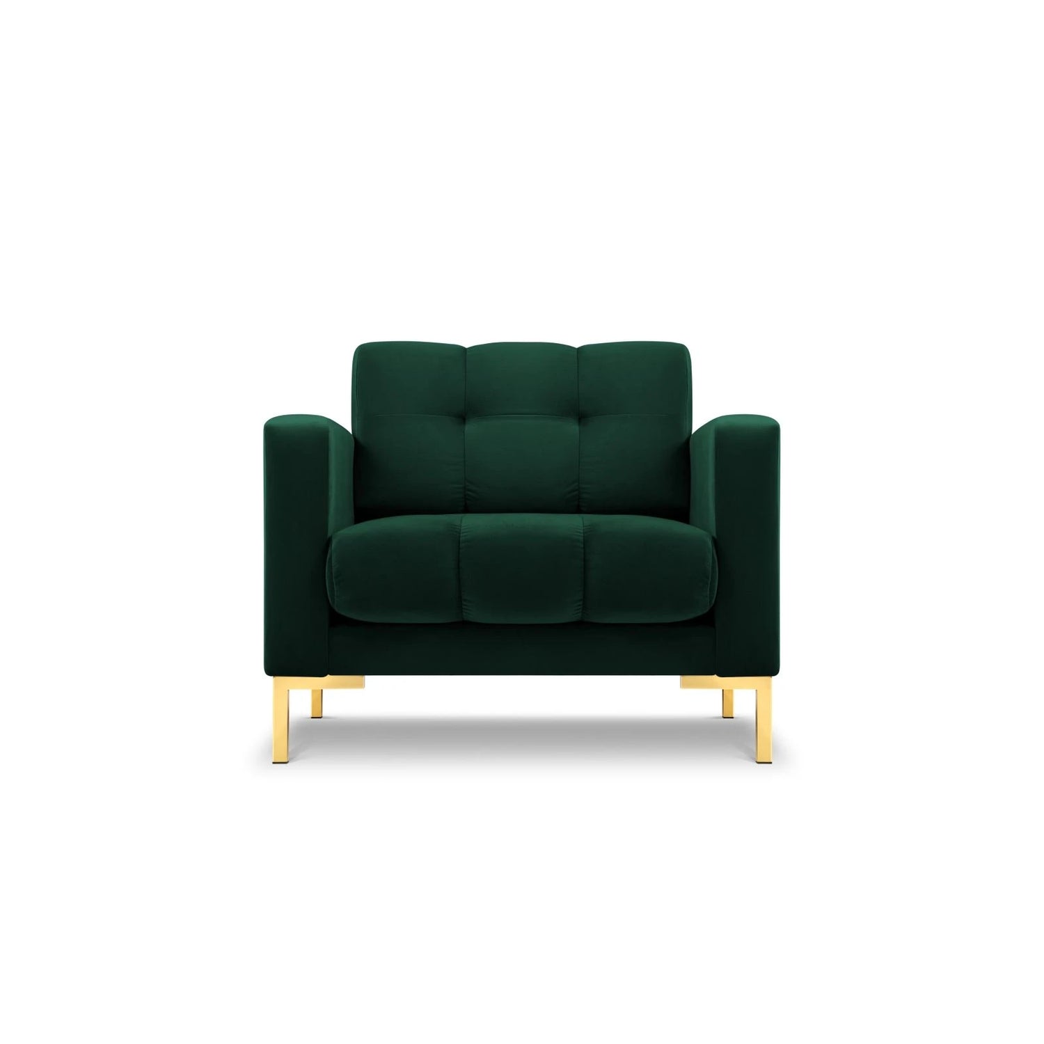 Mamaia Sessel, Beine Goldmetall, mit Bezug aus Samt (Blu78) in Flaschengrün, 87x96 cm – Bild 1