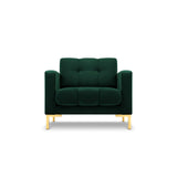 Mamaia Sessel, Beine Goldmetall, mit Bezug aus Samt (Blu78) in Flaschengrün, 87x96 cm – Bild 1