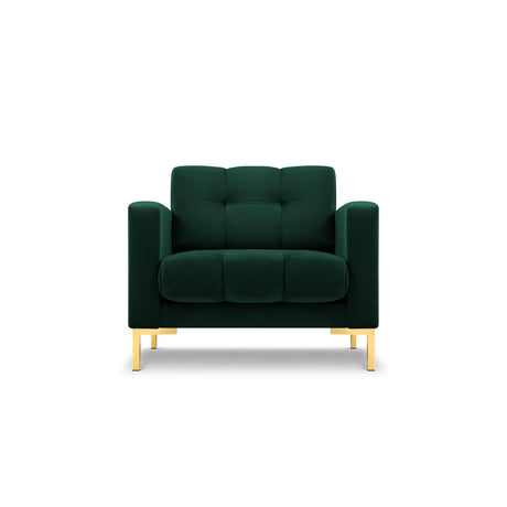 Mamaia Sessel, Beine Goldmetall, mit Bezug aus Samt (Blu78) in Flaschengrün, 87x96 cm – Bild 1