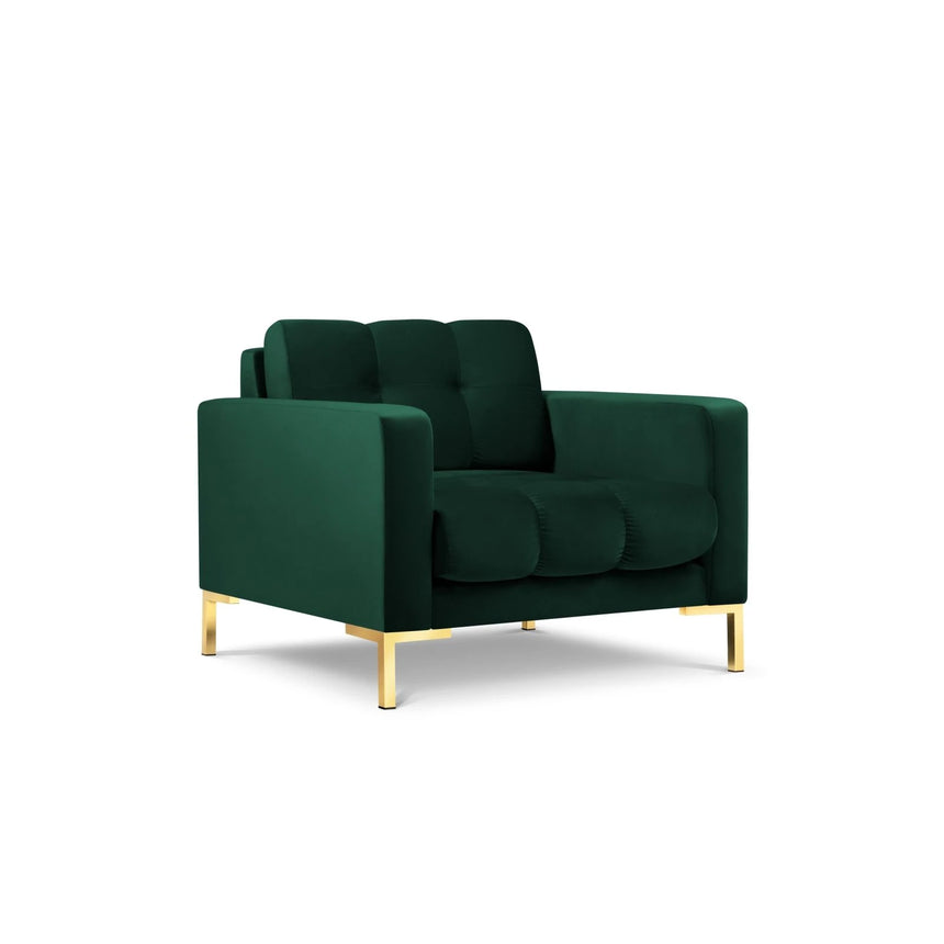 Mamaia Sessel, Beine Goldmetall, mit Bezug aus Samt (Blu78) in Flaschengrün, 87x96 cm – Bild 4