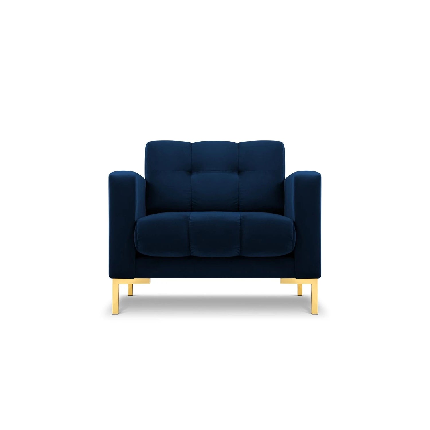 Mamaia Sessel, Beine Goldmetall, mit Bezug aus Samt (Blu86) in Königsblau, 87x96 cm – Bild 1