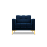 Mamaia Sessel, Beine Goldmetall, mit Bezug aus Samt (Blu86) in Königsblau, 87x96 cm – Bild 1