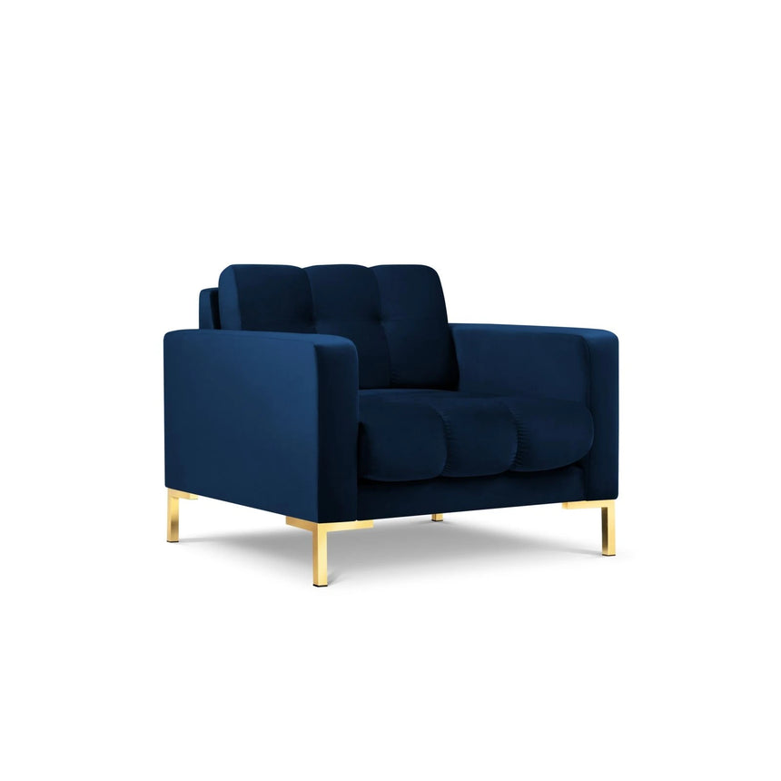Mamaia Sessel, Beine Goldmetall, mit Bezug aus Samt (Blu86) in Königsblau, 87x96 cm – Bild 4