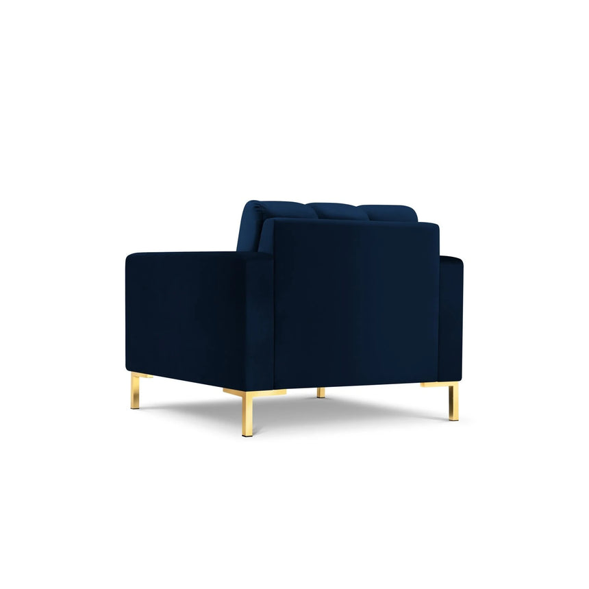 Mamaia Sessel, Beine Goldmetall, mit Bezug aus Samt (Blu86) in Königsblau, 87x96 cm – Bild 5