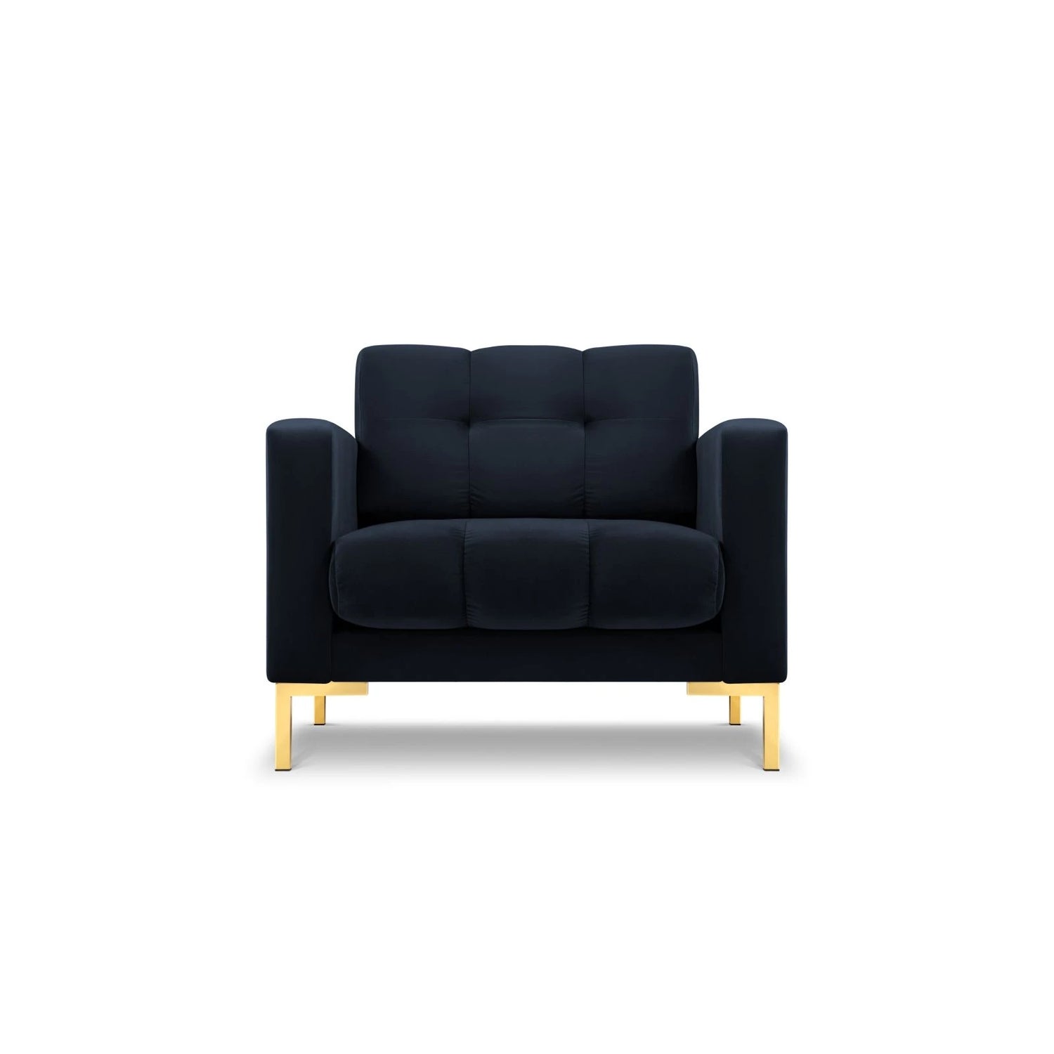 Mamaia Sessel, Beine Goldmetall, mit Bezug aus Samt (Blu89) in Dunkelblau, 87x96 cm – Bild 1