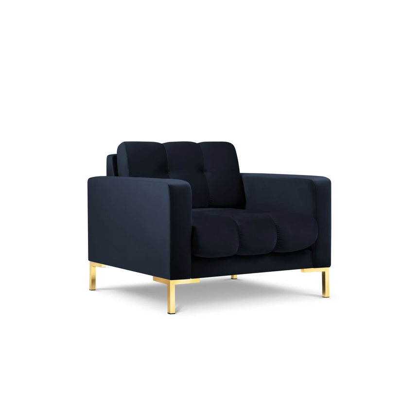 Mamaia Sessel, Beine Goldmetall, mit Bezug aus Samt (Blu89) in Dunkelblau, 87x96 cm – Bild 4