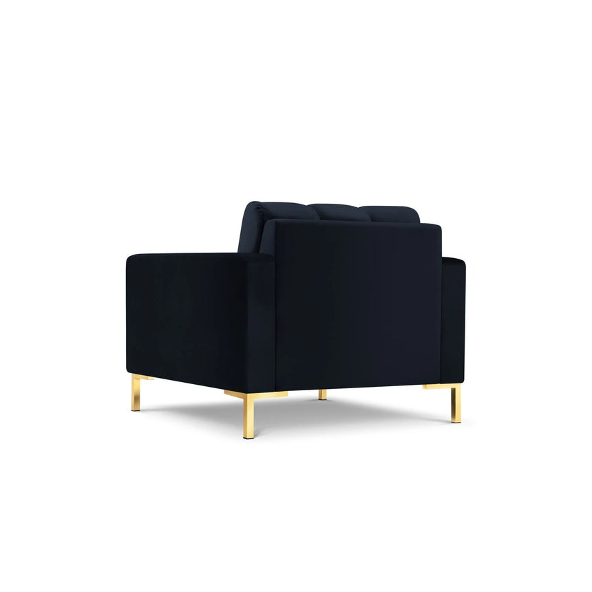 Mamaia Sessel, Beine Goldmetall, mit Bezug aus Samt (Blu89) in Dunkelblau, 87x96 cm – Bild 5