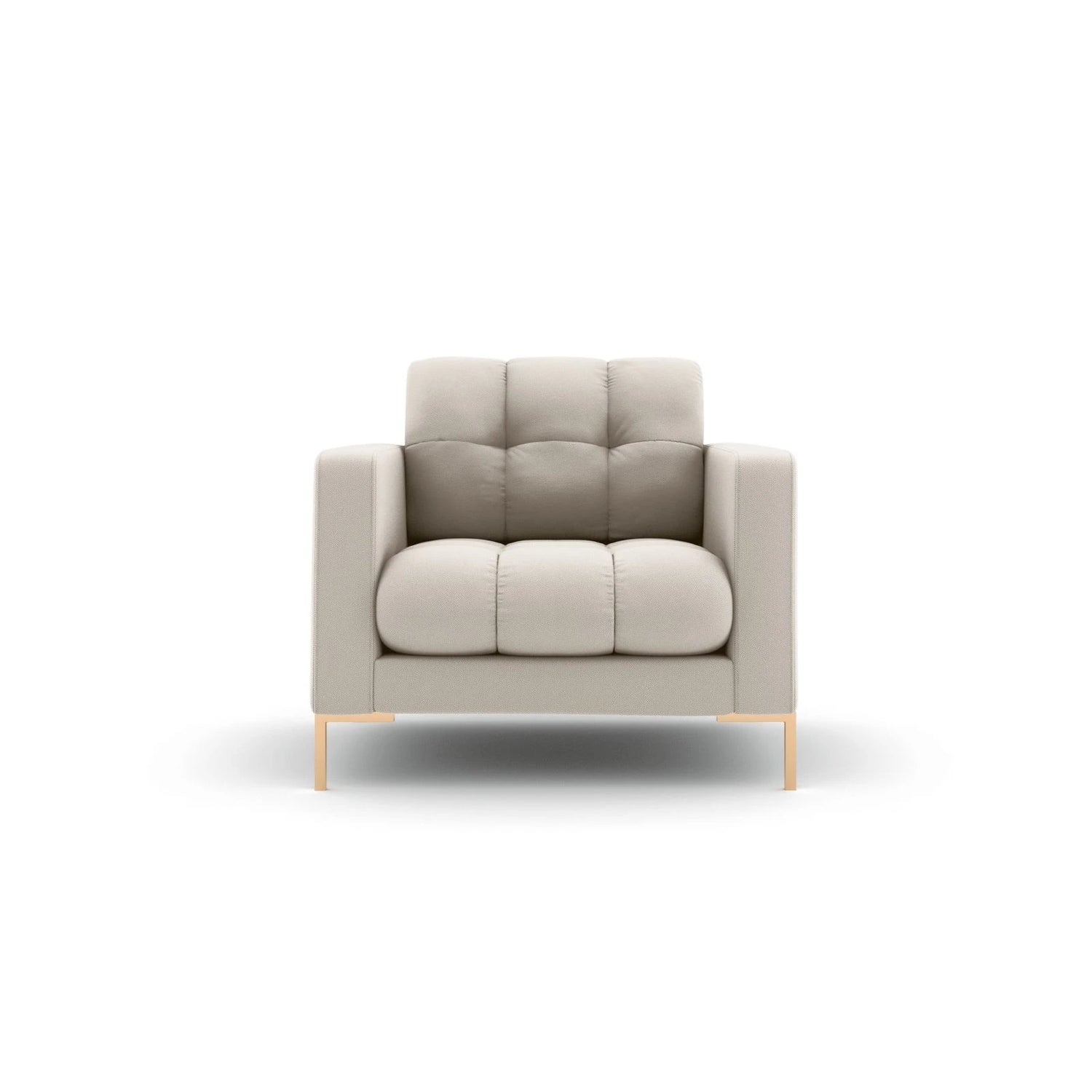 Mamaia Sessel, Beine Goldmetall, mit Bezug aus Strukturierter Stoff (Nev04) in Beige, 87x96 cm – Bild 1