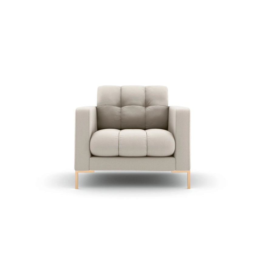 Mamaia Sessel, Beine Goldmetall, mit Bezug aus Strukturierter Stoff (Nev04) in Beige, 87x96 cm – Bild 1