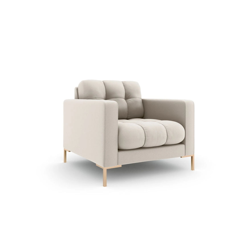 Mamaia Sessel, Beine Goldmetall, mit Bezug aus Strukturierter Stoff (Nev04) in Beige, 87x96 cm – Bild 3