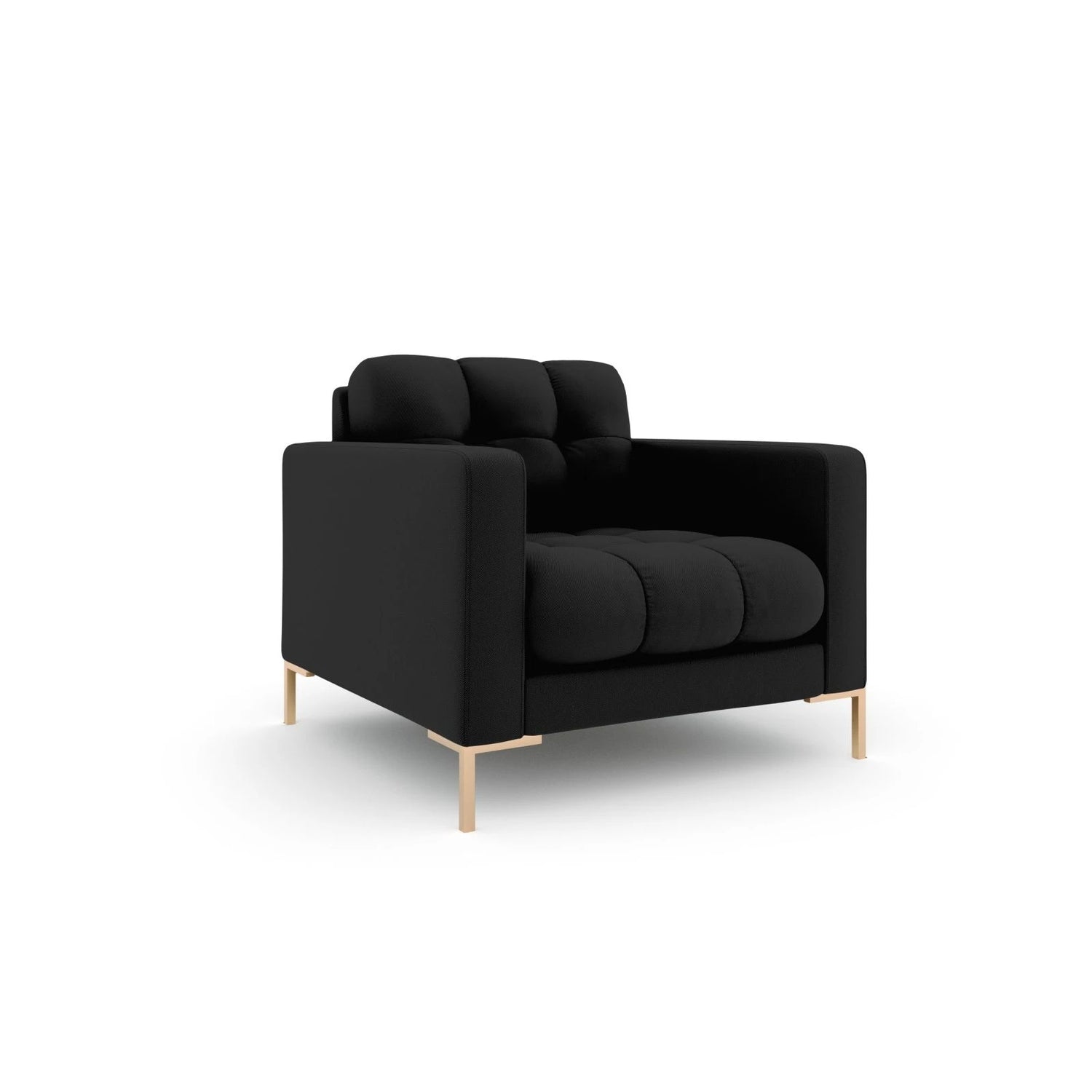 Mamaia Sessel, Beine Goldmetall, mit Bezug aus Strukturierter Stoff (Nev100) in Schwarz, 87x96 cm – Bild 3