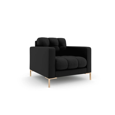 Mamaia Sessel, Beine Goldmetall, mit Bezug aus Strukturierter Stoff (Nev100) in Schwarz, 87x96 cm – Bild 3