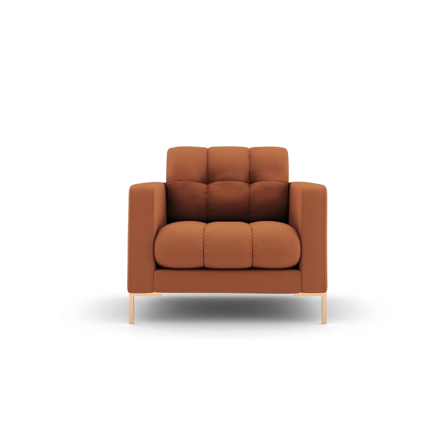Mamaia Sessel, Beine Goldmetall, mit Bezug aus Strukturierter Stoff (Nev52) in Ziegel, 87x96 cm – Bild 1