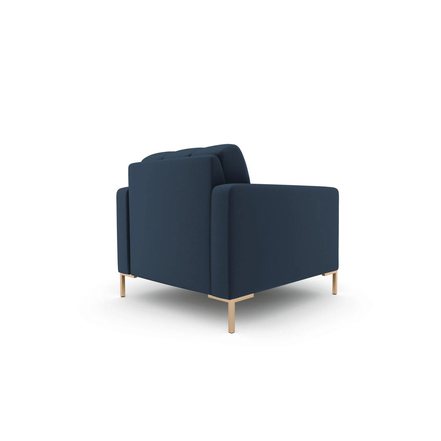 Mamaia Sessel, Beine Goldmetall, mit Bezug aus Strukturierter Stoff (Nev77) in Blau, 87x96 cm – Bild 4