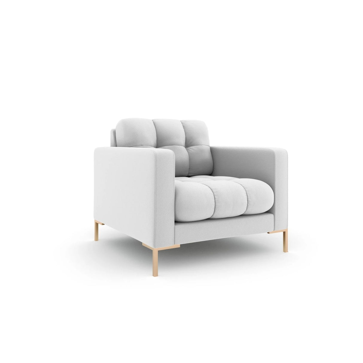 Mamaia Sessel, Beine Goldmetall, mit Bezug aus Strukturierter Stoff (Nev80) in Hellgrau, 87x96 cm – Bild 3