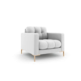 Mamaia Sessel, Beine Goldmetall, mit Bezug aus Strukturierter Stoff (Nev80) in Hellgrau, 87x96 cm – Bild 3