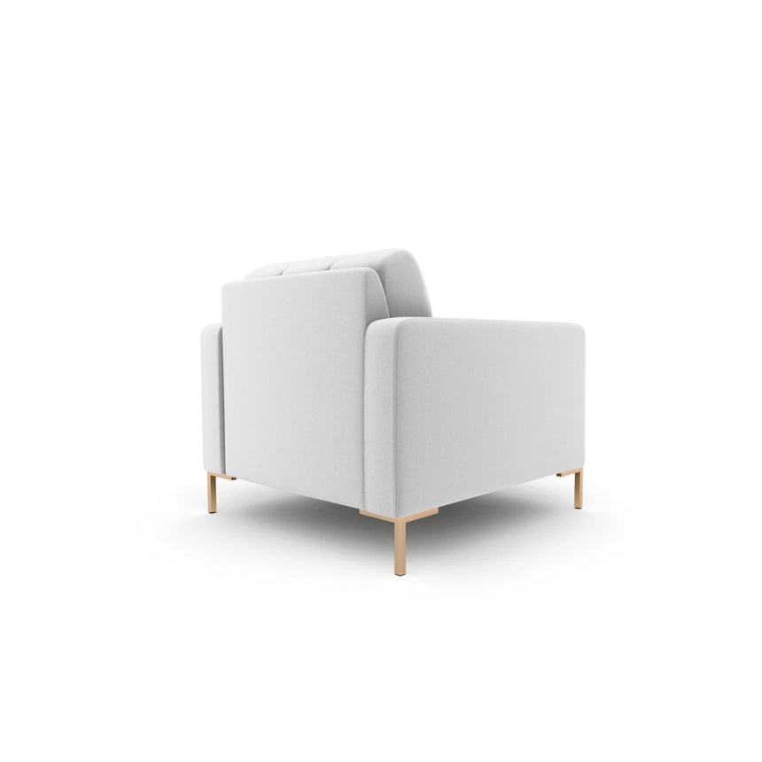 Mamaia Sessel, Beine Goldmetall, mit Bezug aus Strukturierter Stoff (Nev80) in Hellgrau, 87x96 cm – Bild 4