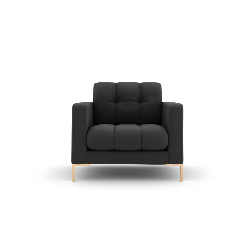 Mamaia Sessel, Beine Goldmetall, mit Bezug aus Strukturierter Stoff (Nev97) in Dunkelgrau, 87x96 cm – Bild 1