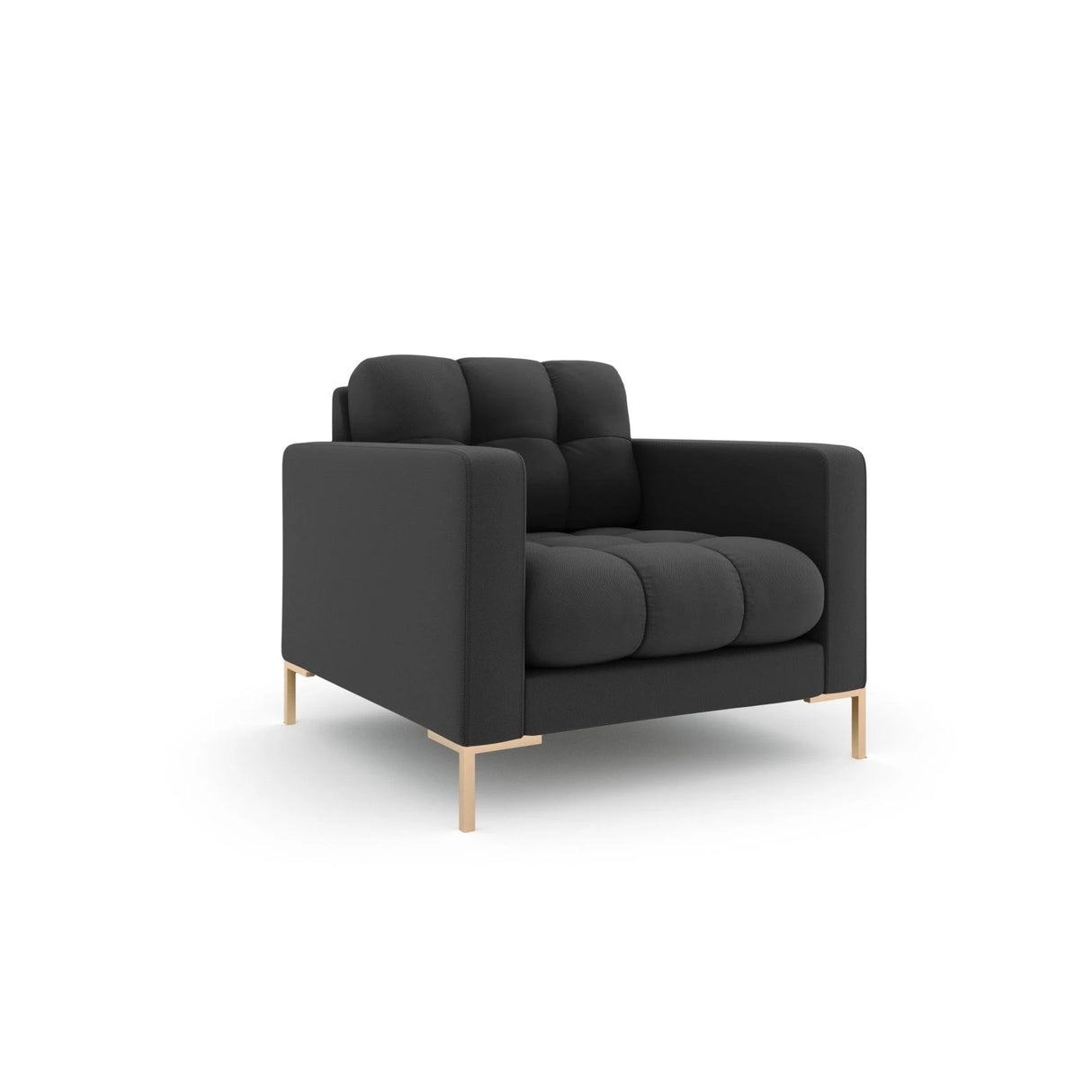 Mamaia Sessel, Beine Goldmetall, mit Bezug aus Strukturierter Stoff (Nev97) in Dunkelgrau, 87x96 cm – Bild 3