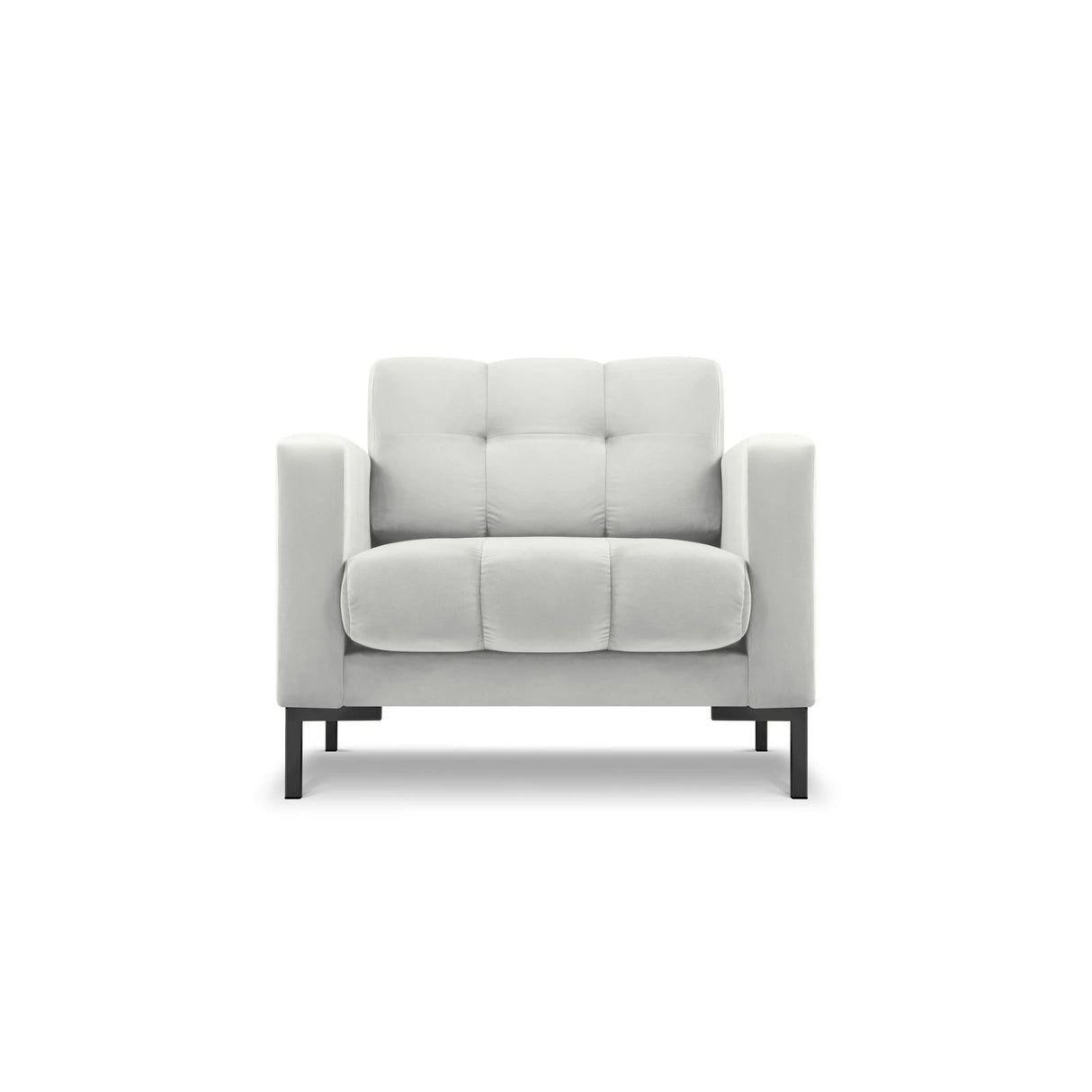 Mamaia Sessel, Metallbeine Schwarz, mit Bezug aus Samt (Blu03) in Silber, 87x96 cm – Bild 1