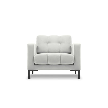 Mamaia Sessel, Metallbeine Schwarz, mit Bezug aus Samt (Blu03) in Silber, 87x96 cm – Bild 1