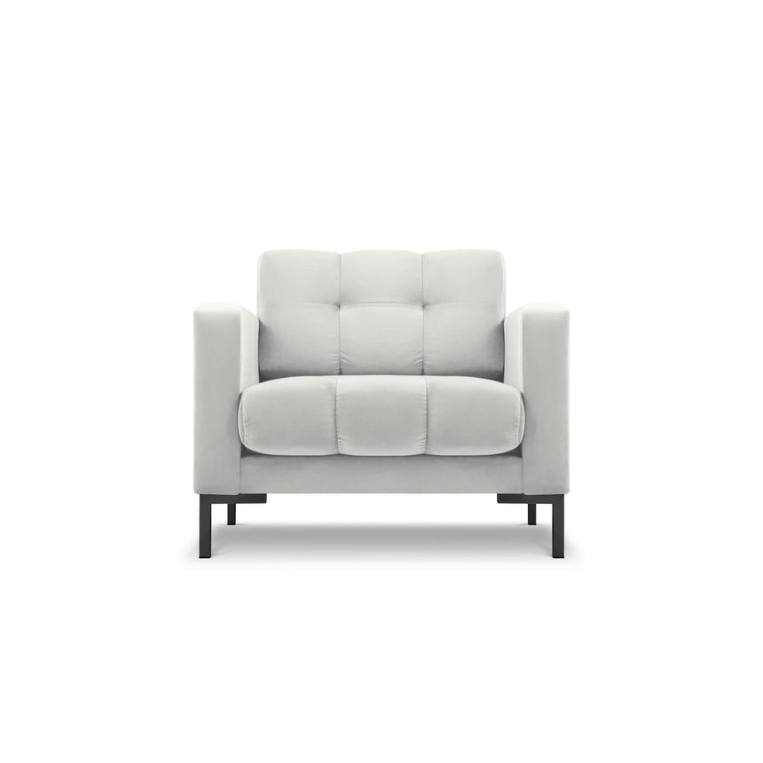 Mamaia Sessel, Metallbeine Schwarz, mit Bezug aus Samt (Blu03) in Silber, 87x96 cm – Bild 1