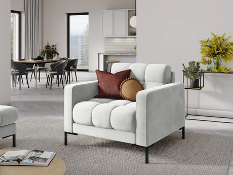 Mamaia Sessel, Metallbeine Schwarz, mit Bezug aus Samt (Blu03) in Silber, 87x96 cm – Bild 2