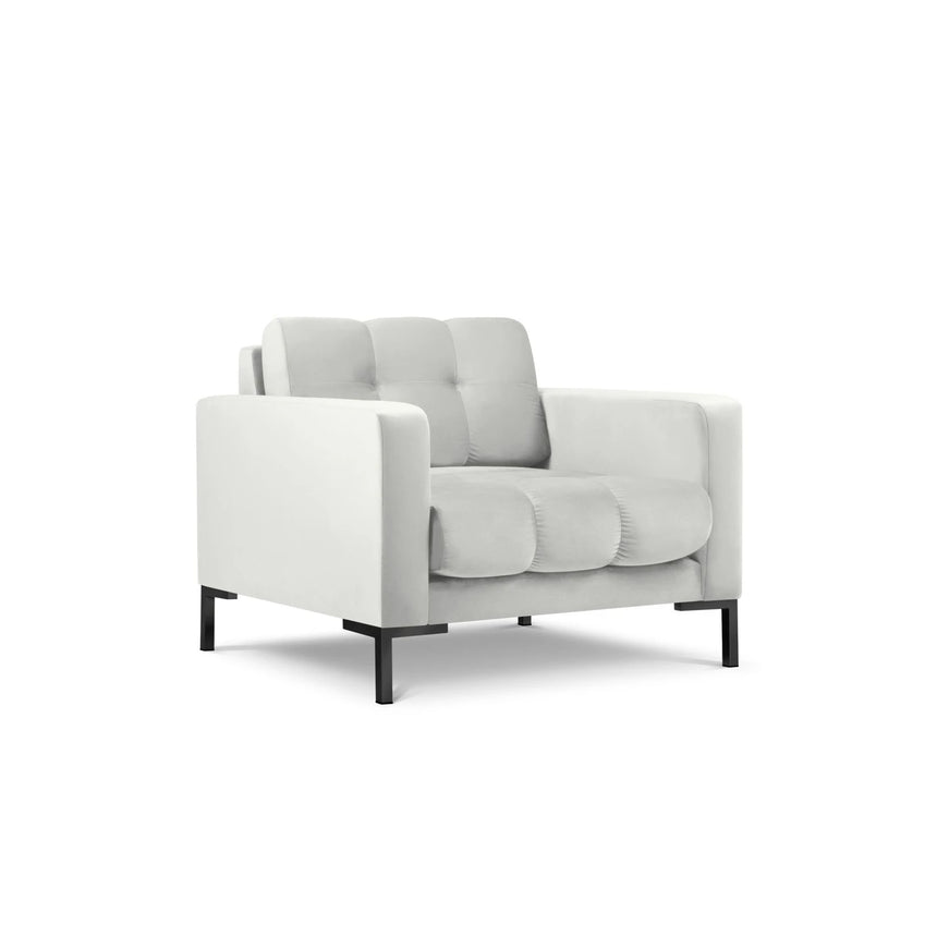 Mamaia Sessel, Metallbeine Schwarz, mit Bezug aus Samt (Blu03) in Silber, 87x96 cm – Bild 4