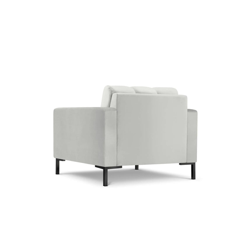 Mamaia Sessel, Metallbeine Schwarz, mit Bezug aus Samt (Blu03) in Silber, 87x96 cm – Bild 5