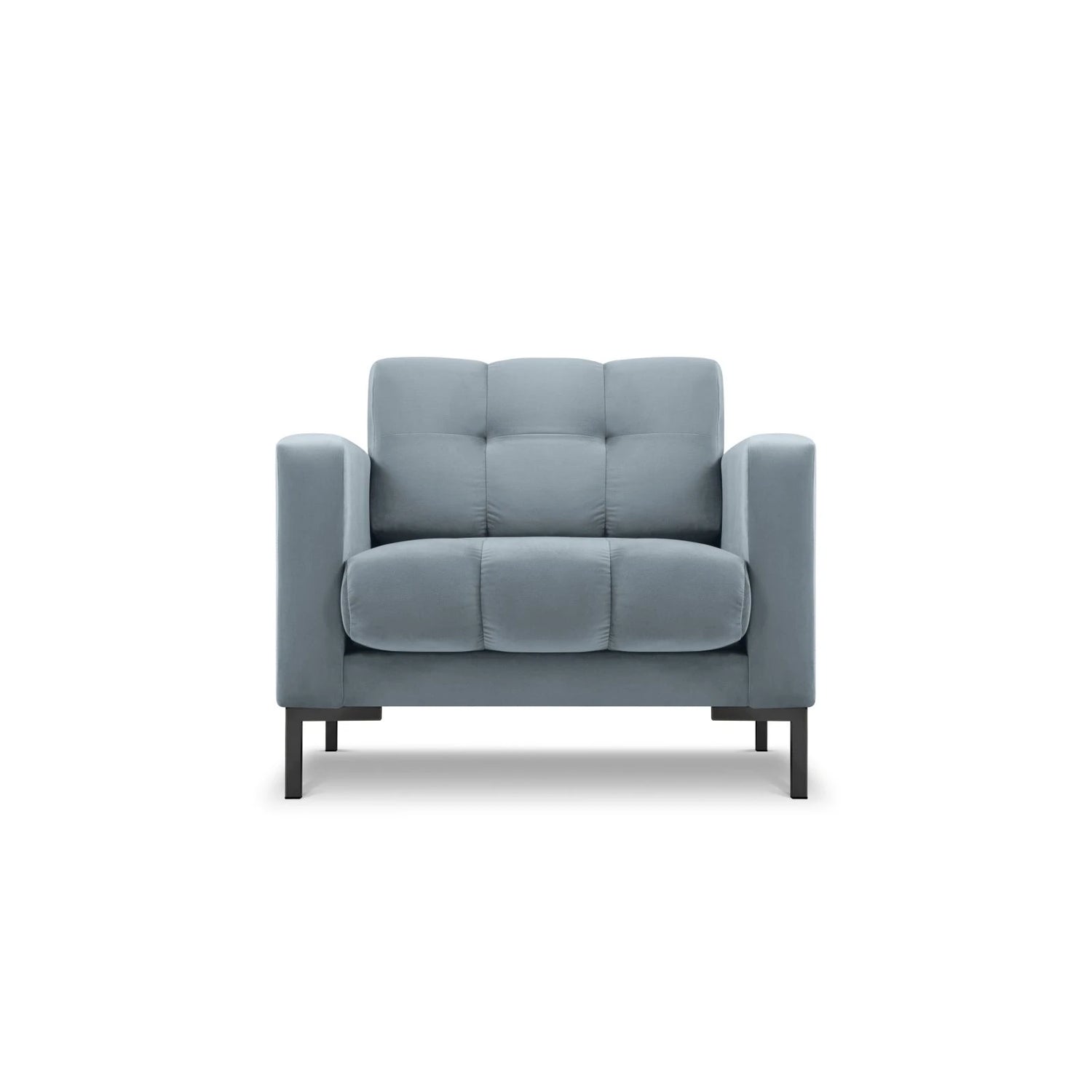 Mamaia Sessel, Metallbeine Schwarz, mit Bezug aus Samt (Blu06) in Hellblau, 87x96 cm – Bild 1