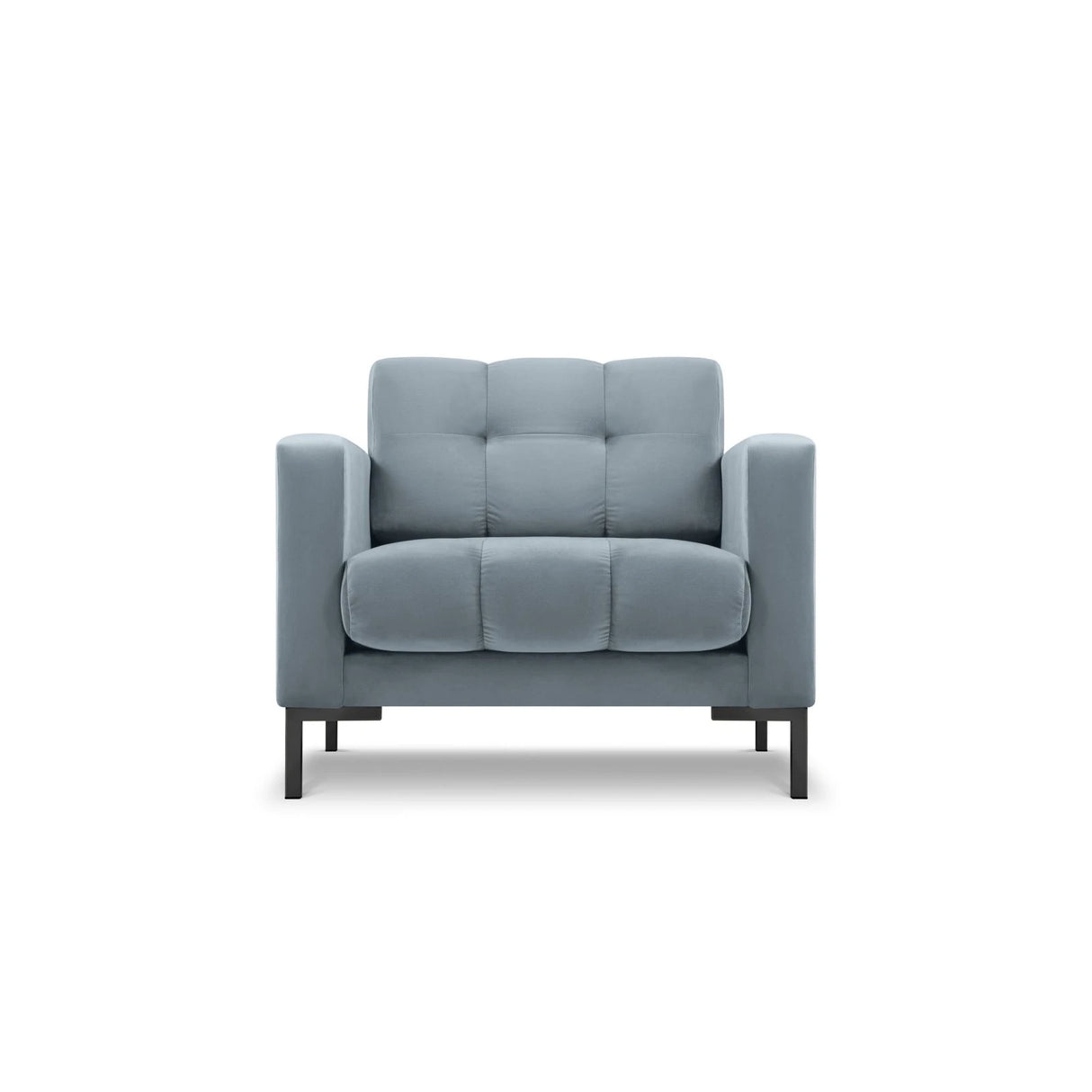 Mamaia Sessel, Metallbeine Schwarz, mit Bezug aus Samt (Blu06) in Hellblau, 87x96 cm – Bild 1