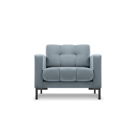 Mamaia Sessel, Metallbeine Schwarz, mit Bezug aus Samt (Blu06) in Hellblau, 87x96 cm – Bild 1