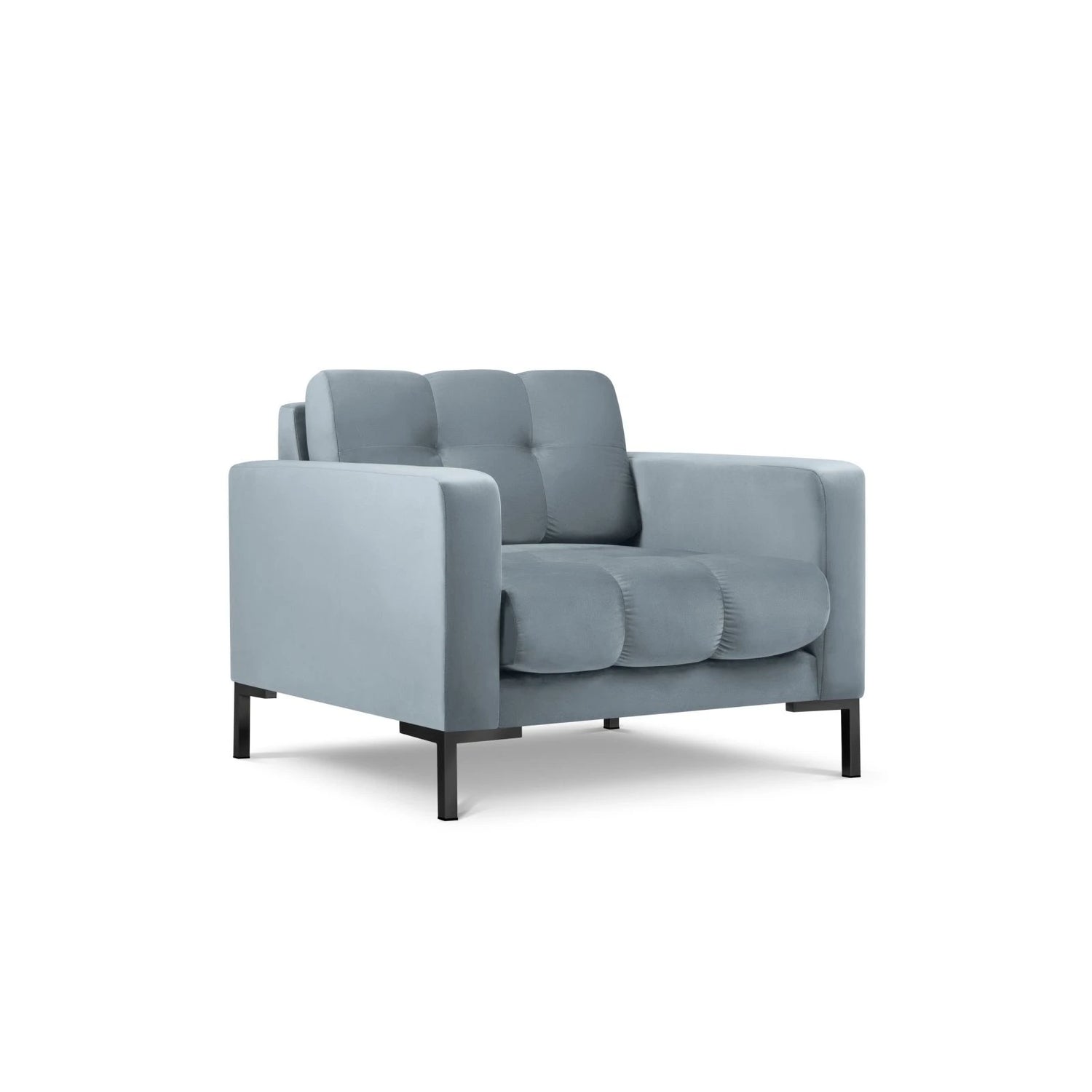 Mamaia Sessel, Metallbeine Schwarz, mit Bezug aus Samt (Blu06) in Hellblau, 87x96 cm – Bild 4