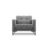 Mamaia Sessel, Metallbeine Schwarz, mit Bezug aus Samt (Blu13) in Hellgrau, 87x96 cm – Bild 1