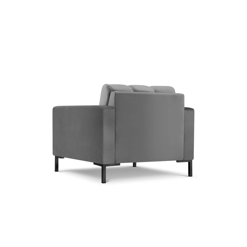 Mamaia Sessel, Metallbeine Schwarz, mit Bezug aus Samt (Blu13) in Hellgrau, 87x96 cm – Bild 5
