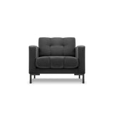 Mamaia Sessel, Metallbeine Schwarz, mit Bezug aus Samt (Blu18) in Dunkelgrau, 87x96 cm – Bild 1