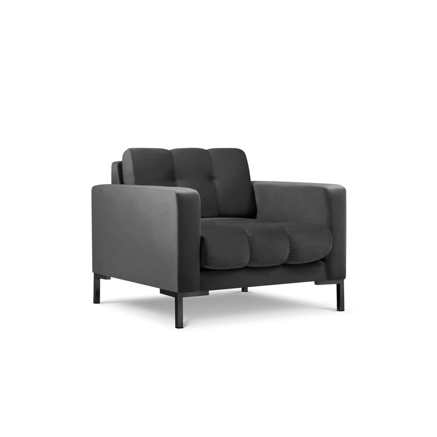 Mamaia Sessel, Metallbeine Schwarz, mit Bezug aus Samt (Blu18) in Dunkelgrau, 87x96 cm – Bild 4