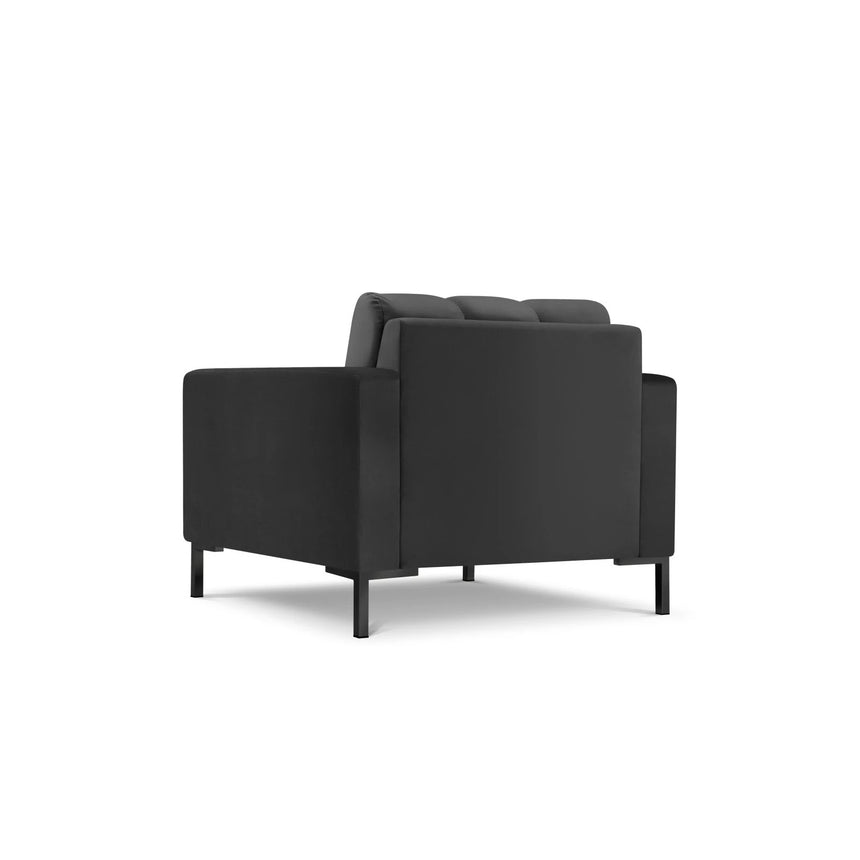 Mamaia Sessel, Metallbeine Schwarz, mit Bezug aus Samt (Blu18) in Dunkelgrau, 87x96 cm – Bild 5