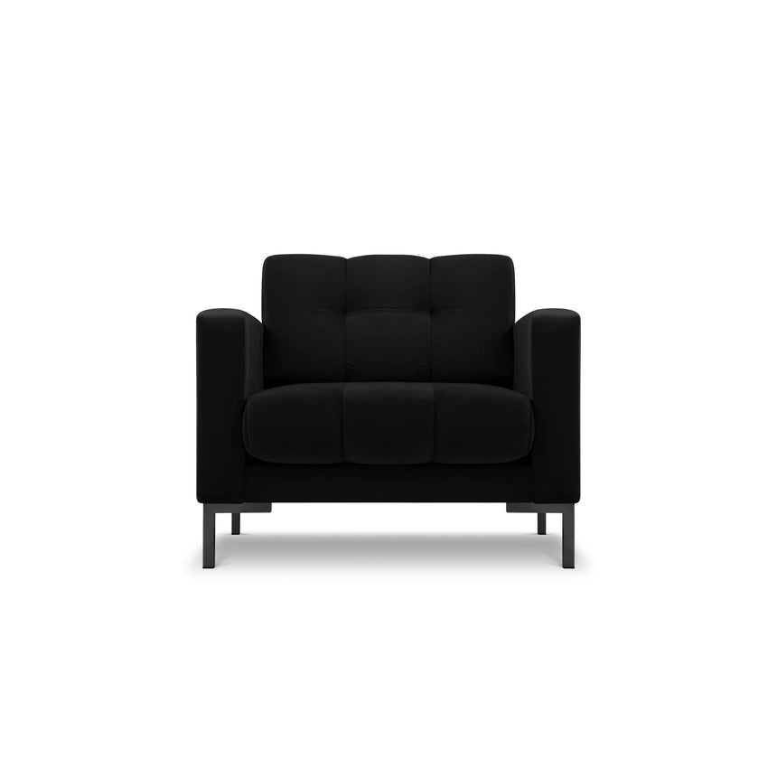 Mamaia Sessel, Metallbeine Schwarz, mit Bezug aus Samt (Blu19) in Schwarz, 87x96 cm – Bild 1