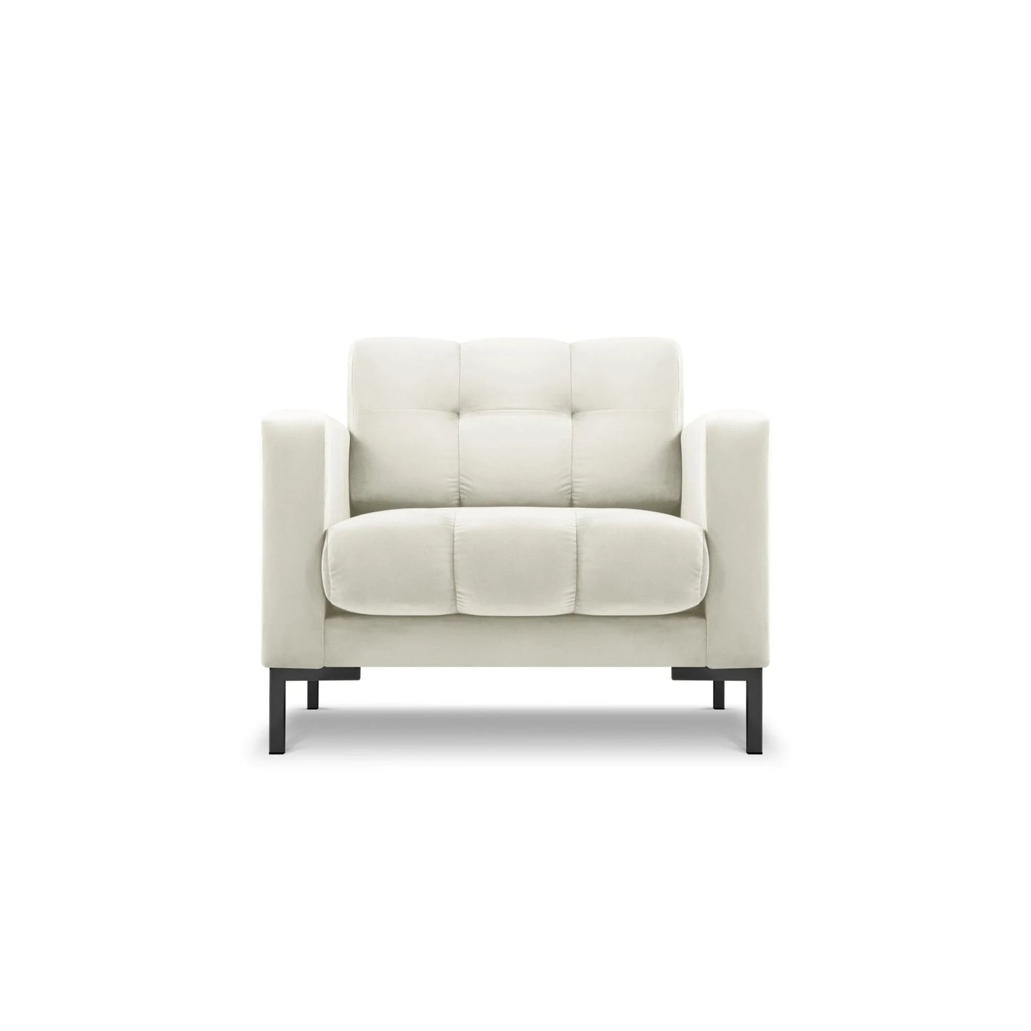 Mamaia Sessel, Metallbeine Schwarz, mit Bezug aus Samt (Blu22) in Leichtes Beige, 87x96 cm – Bild 1