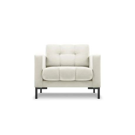 Mamaia Sessel, Metallbeine Schwarz, mit Bezug aus Samt (Blu22) in Leichtes Beige, 87x96 cm – Bild 1