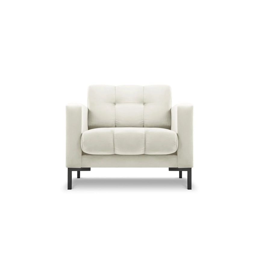 Mamaia Sessel, Metallbeine Schwarz, mit Bezug aus Samt (Blu22) in Leichtes Beige, 87x96 cm – Bild 1