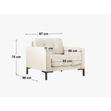 Mamaia Sessel, Metallbeine Schwarz, mit Bezug aus Samt (Blu22) in Leichtes Beige, 87x96 cm – Bild 3