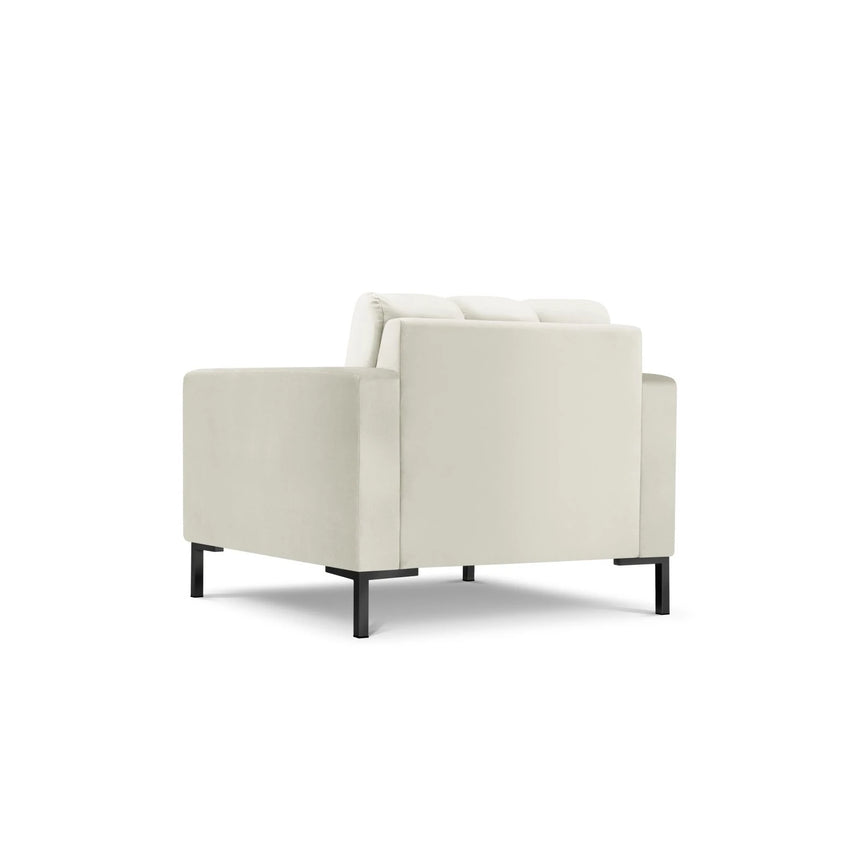 Mamaia Sessel, Metallbeine Schwarz, mit Bezug aus Samt (Blu22) in Leichtes Beige, 87x96 cm – Bild 5