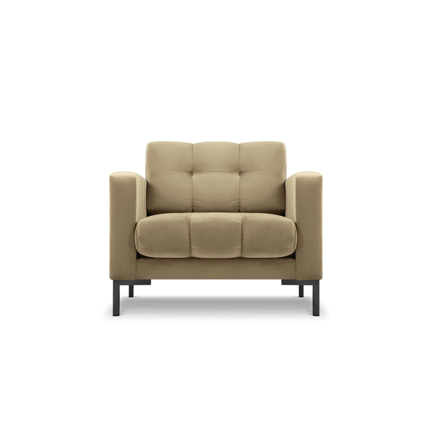 Mamaia Sessel, Metallbeine Schwarz, mit Bezug aus Samt (Blu28) in Beige, 87x96 cm – Bild 1