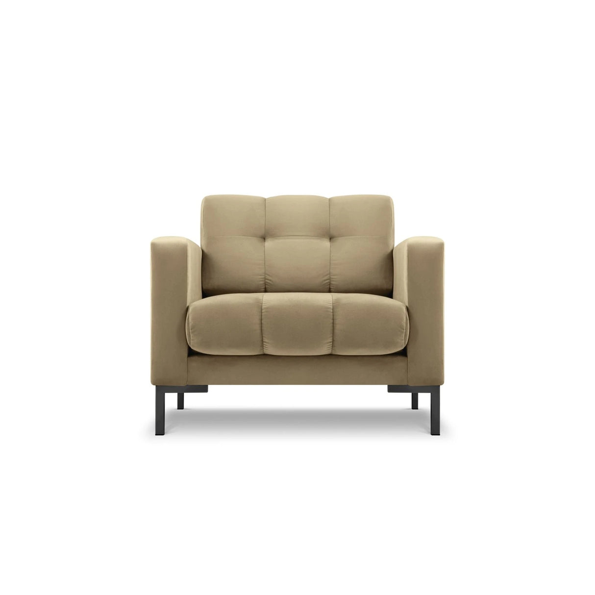 Mamaia Sessel, Metallbeine Schwarz, mit Bezug aus Samt (Blu28) in Beige, 87x96 cm – Bild 1