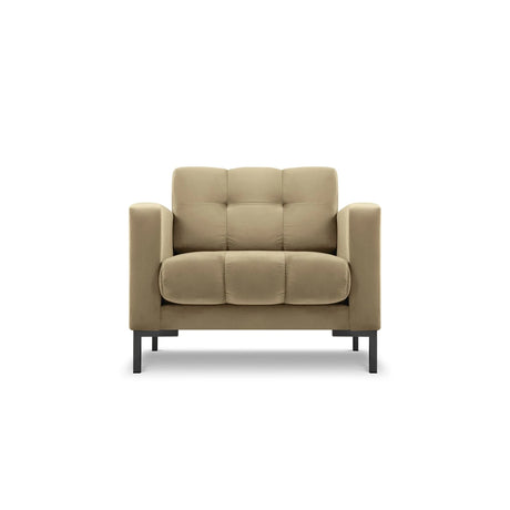 Mamaia Sessel, Metallbeine Schwarz, mit Bezug aus Samt (Blu28) in Beige, 87x96 cm – Bild 1