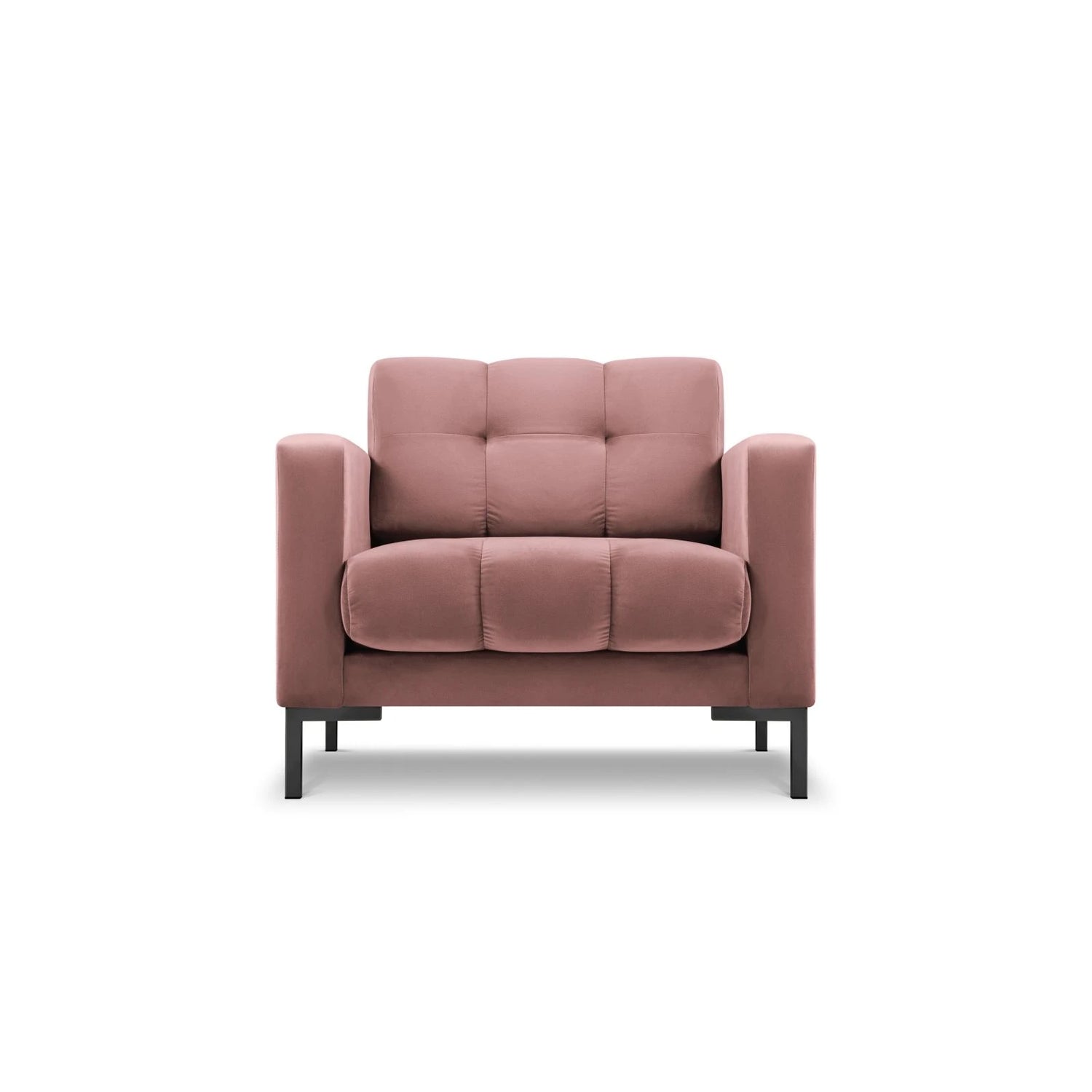 Mamaia Sessel, Metallbeine Schwarz, mit Bezug aus Samt (Blu52) in Rosa, 87x96 cm – Bild 1