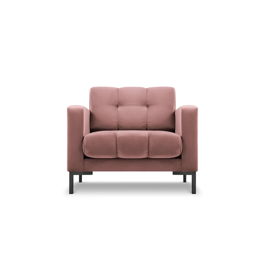 Mamaia Sessel, Metallbeine Schwarz, mit Bezug aus Samt (Blu52) in Rosa, 87x96 cm – Bild 1