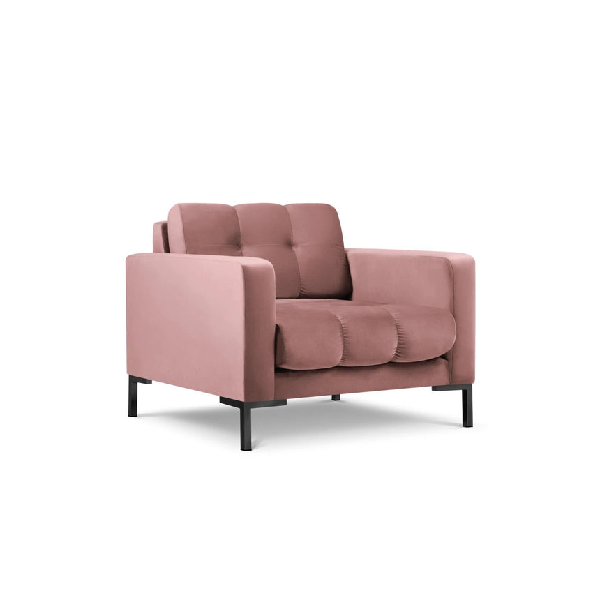 Mamaia Sessel, Metallbeine Schwarz, mit Bezug aus Samt (Blu52) in Rosa, 87x96 cm – Bild 4